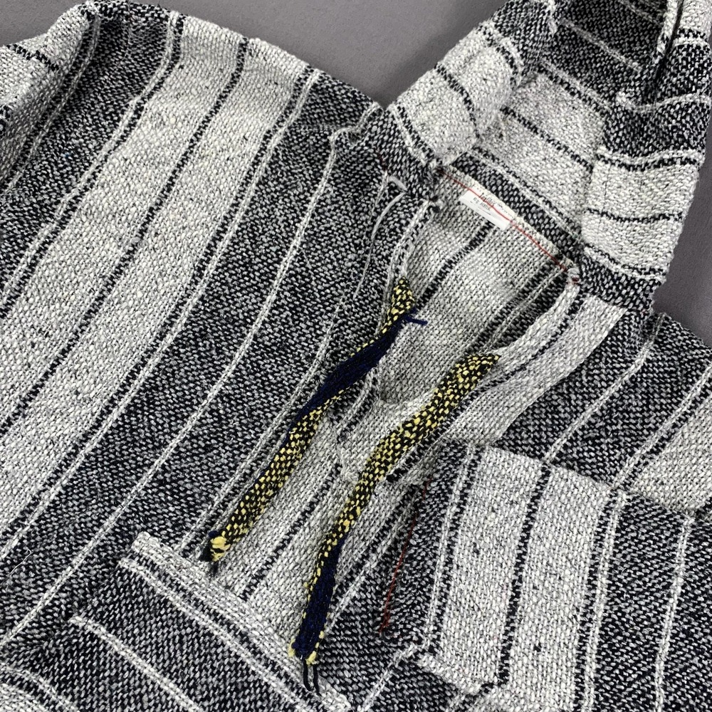 Men's Black and White Striped Hoodie